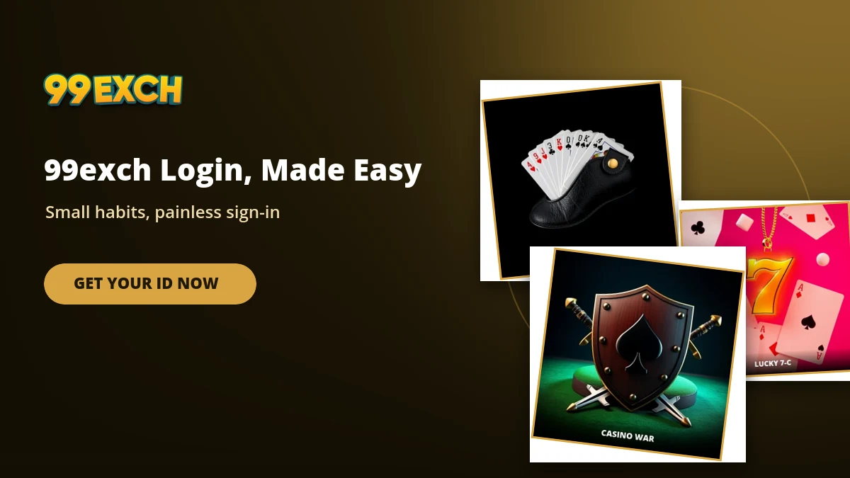 99exch login ritual banner with baccarat and casino war tiles